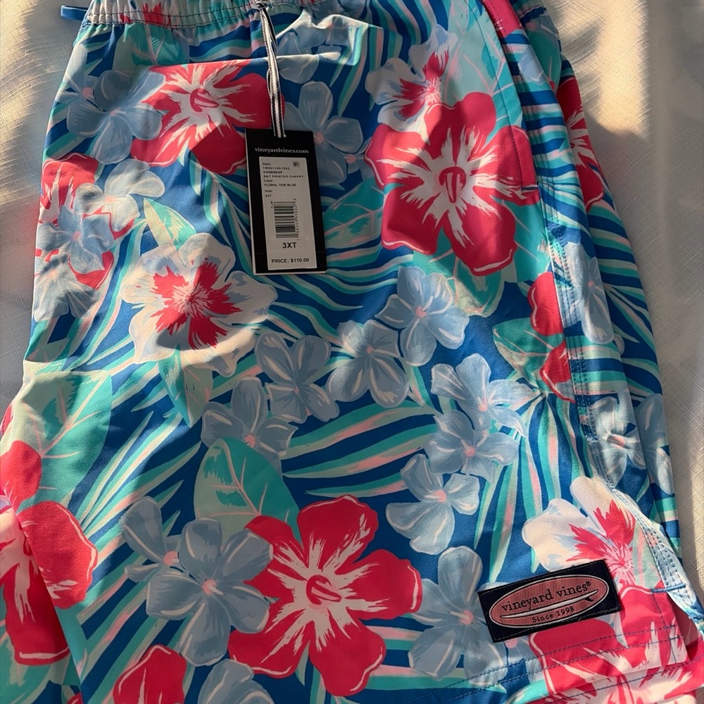 Vineyard Vines Blue Floral Swim Trunks Print 3XT